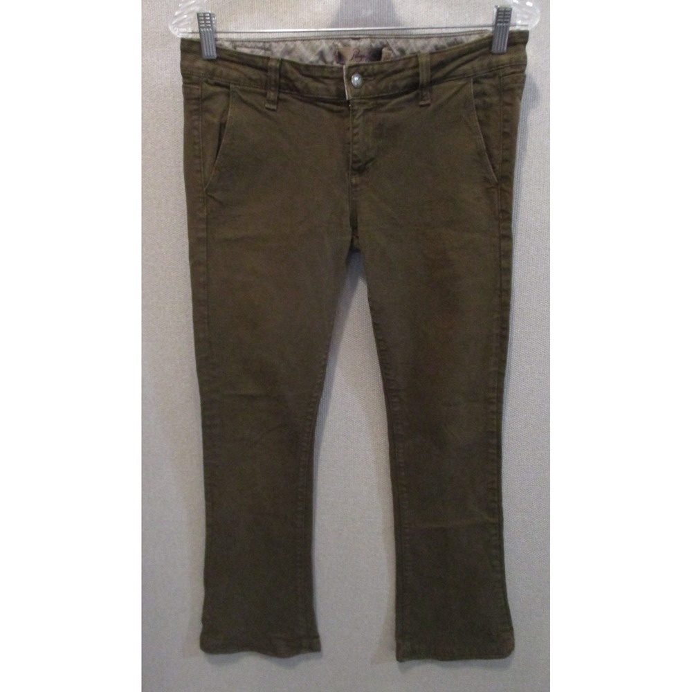 Paige Green Lou Lou Bootcut Denim Chino Pocket Jeans Size 28
